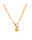 Collier chaine coeur Acier Inoxydable Gold