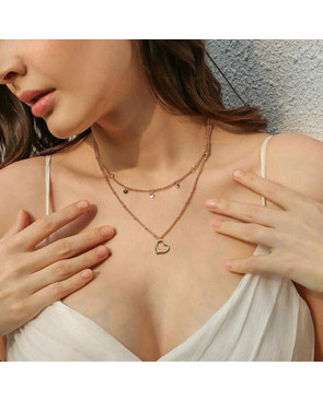 Collier 2en1 coeur Acier Inoxydable Silver