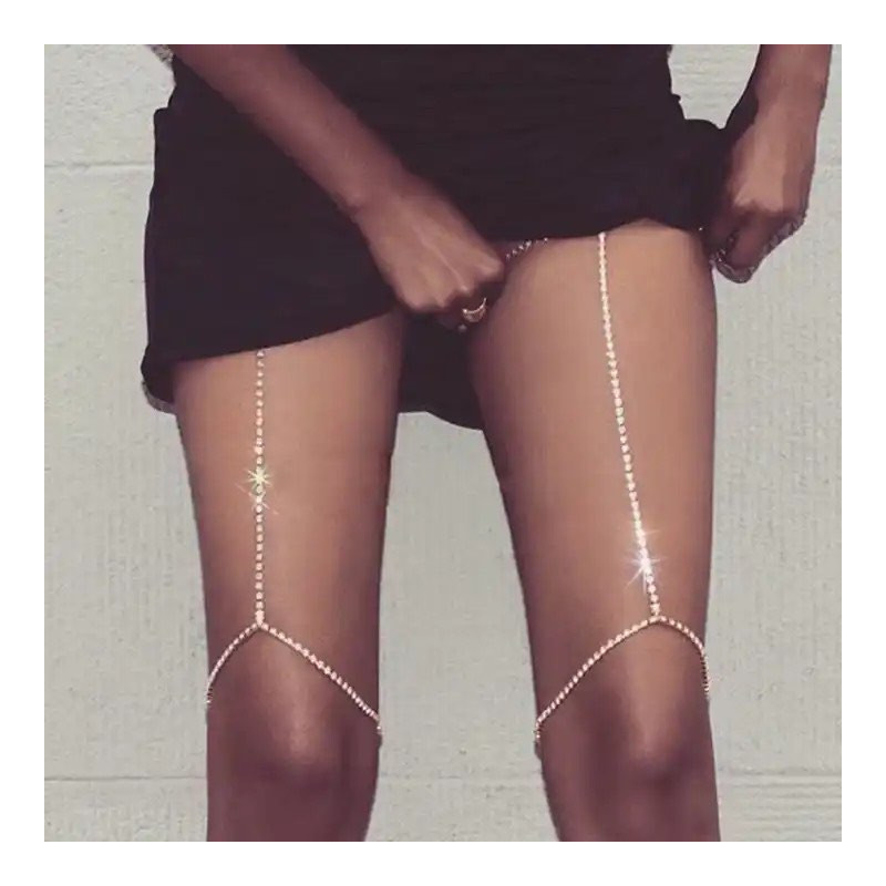 Chaine de cuisse strass Silver