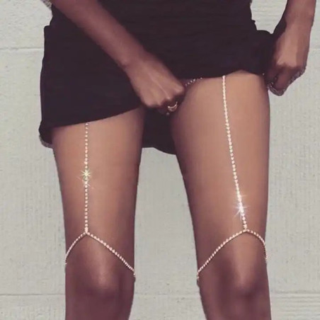 Chaine de cuisse strass Silver