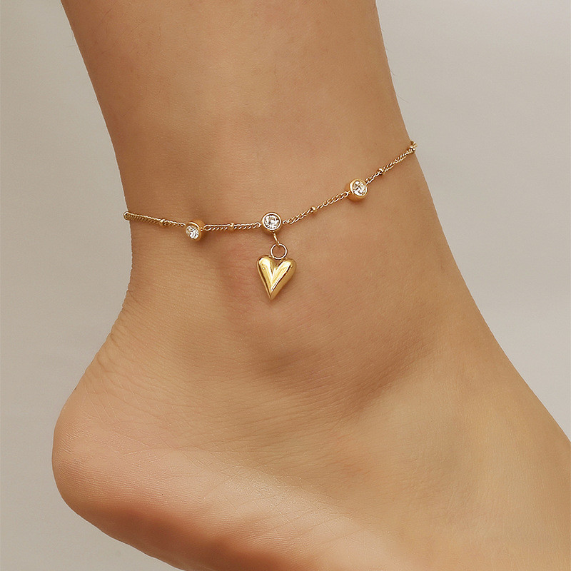 Chaine de cheville Acier Inoxydable coeur