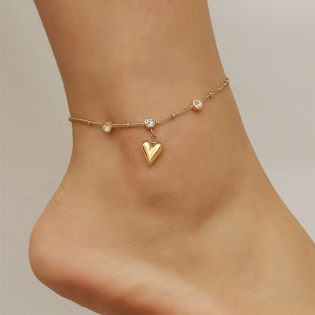 Chaine de cheville Acier Inoxydable coeur