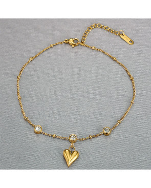 Chaine de cheville Acier Inoxydable coeur
