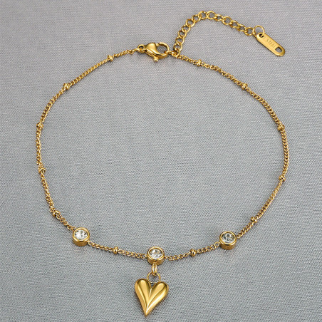 Chaine de cheville Acier Inoxydable coeur