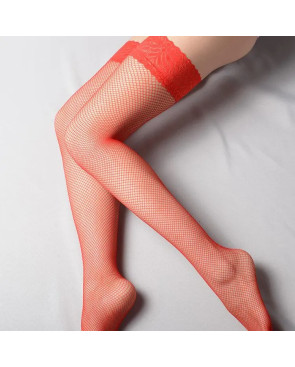 Bas resille - moyenne maille - rouge