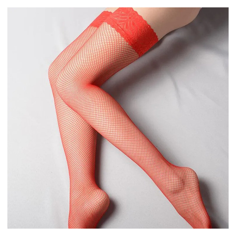 Bas resille - moyenne maille - rouge
