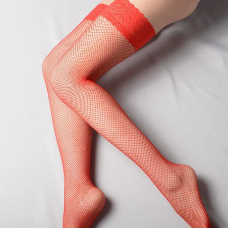 Bas resille - moyenne maille - rouge