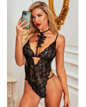 Body en dentelle d'automne roses noires