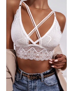 Top lace blanc