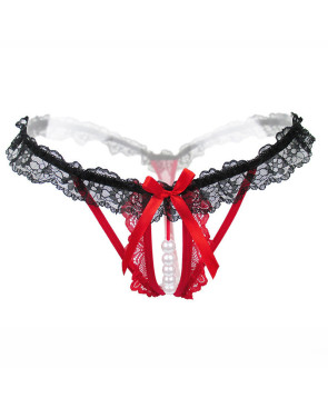String volant perle rouge et noir