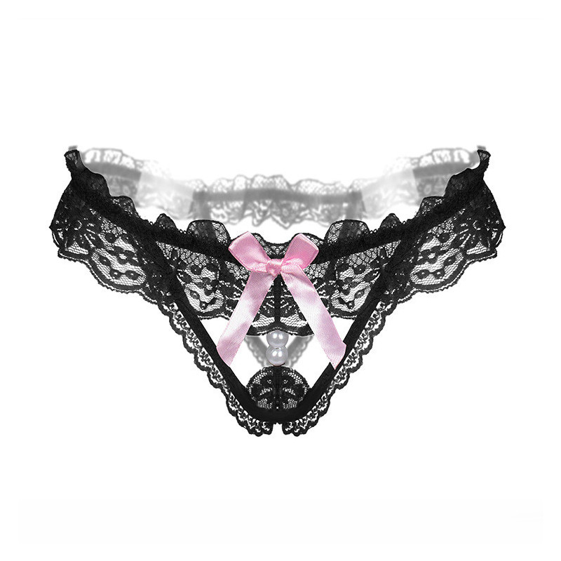 String volant noir et rose pale perle