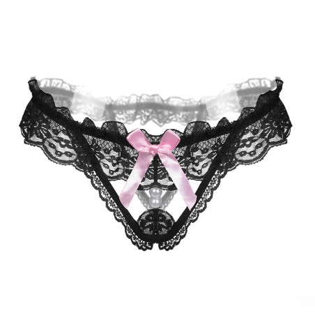 String volant noir et rose pale perle