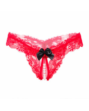 String rouge flot rouge et perle tu