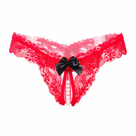 String rouge flot rouge et perle tu