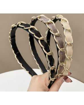 Serre-tete chic tresse gold - noir - brun ou blanc nacre