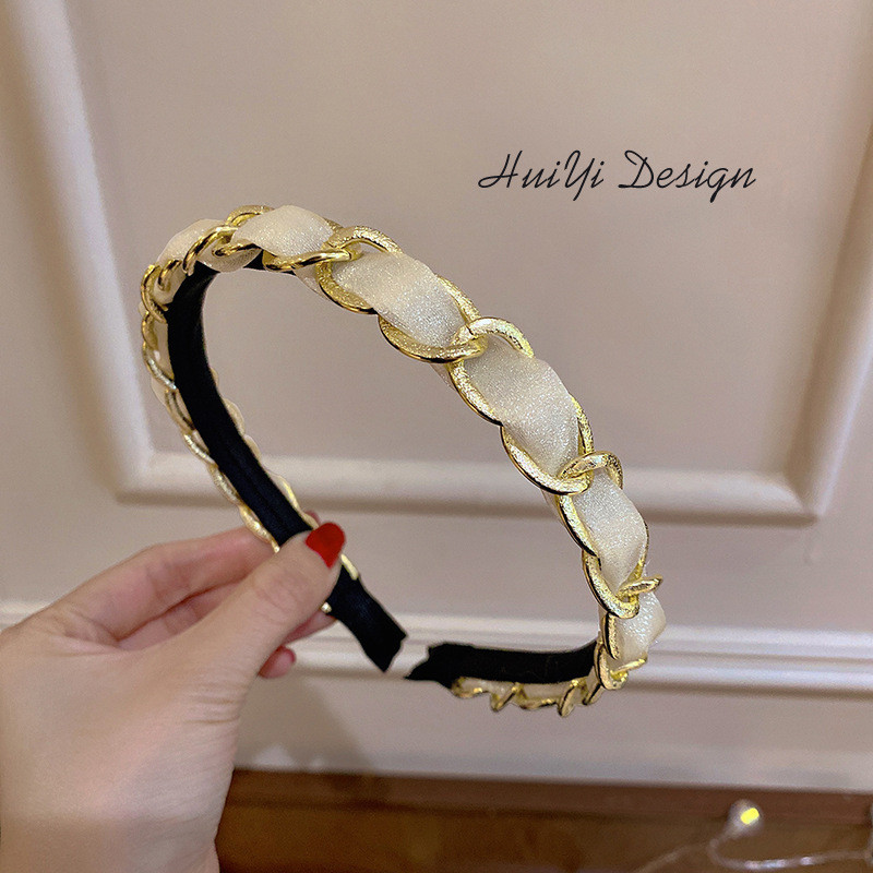 Serre-tete chic tresse gold - noir - brun ou blanc nacre