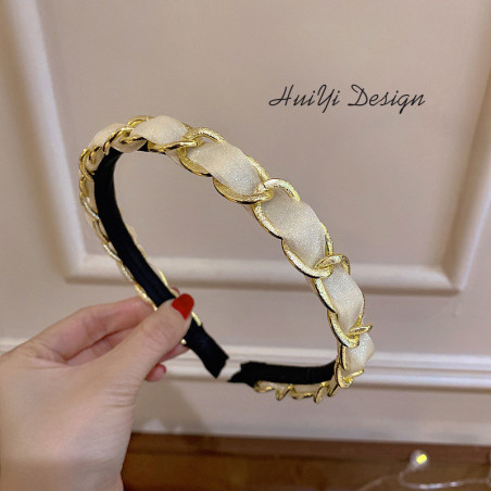 Serre-tete chic tresse gold - noir - brun ou blanc nacre