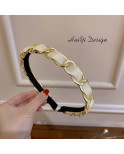 Serre-tete chic tresse gold - noir - brun ou blanc nacre