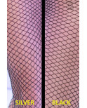 Collants résilles CR4309 2 paires Noir et Argent