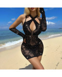 Robe croisee pailletee es402 + manchettes