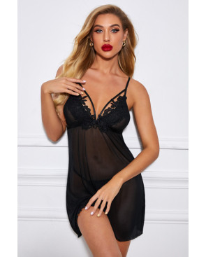 Nuisette 31468 noire en dentelle transparente