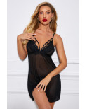 Nuisette 31468 noire en dentelle transparente