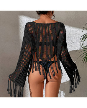 Haut manche longue crochet noir