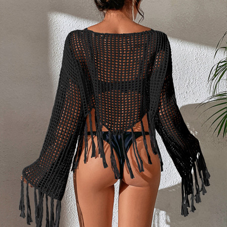 Haut manche longue crochet noir