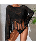 Haut manche longue crochet noir