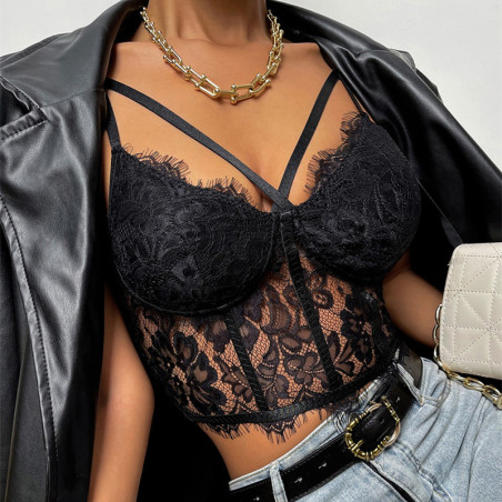 Bustier dentelle fine a lanieres