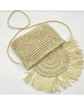 Sac pochette raphia