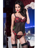 Ensemble guêpière CR3564 Rouge